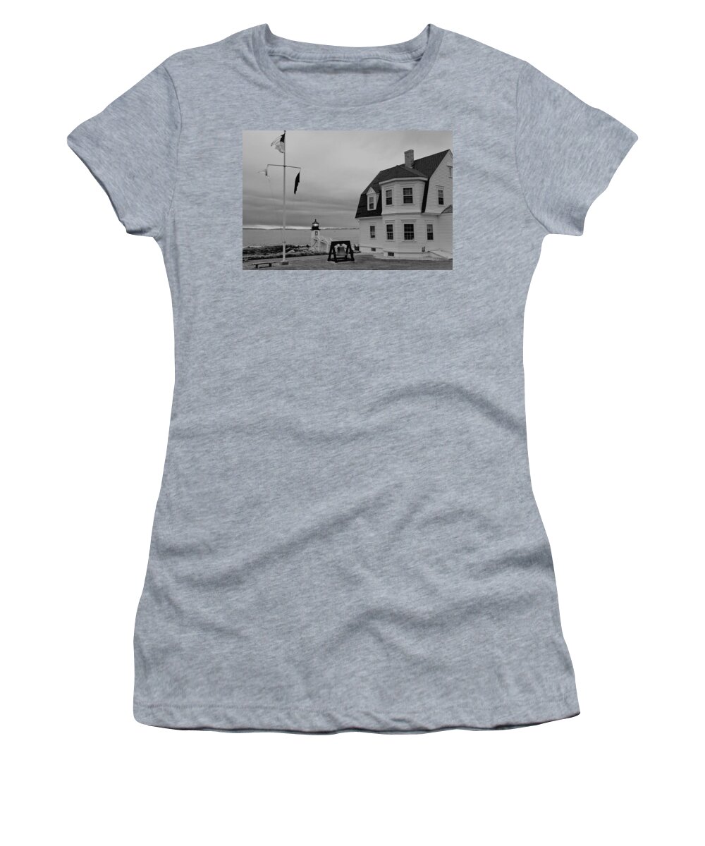Tom Hanks Women's T-Shirt featuring the photograph The Light and the House in Black and White by Paul Mangold
