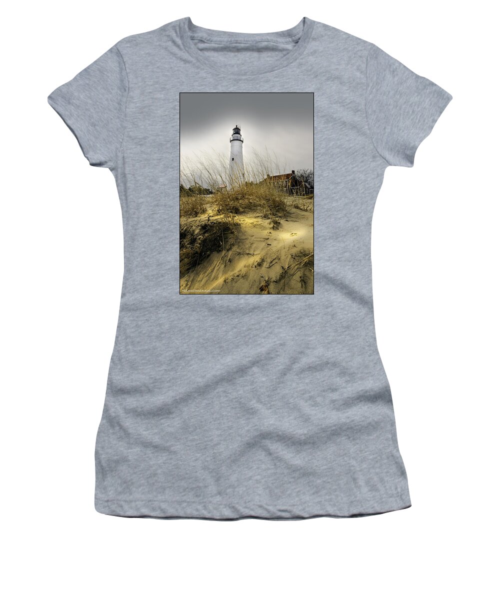 Usa Women's T-Shirt featuring the photograph The LightHouse beach at Fort Gratiot Michigan by LeeAnn McLaneGoetz McLaneGoetzStudioLLCcom