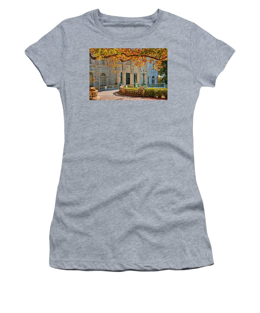 Newport Women's T-Shirt featuring the photograph The Marble House in Autumn by Mitchell R Grosky