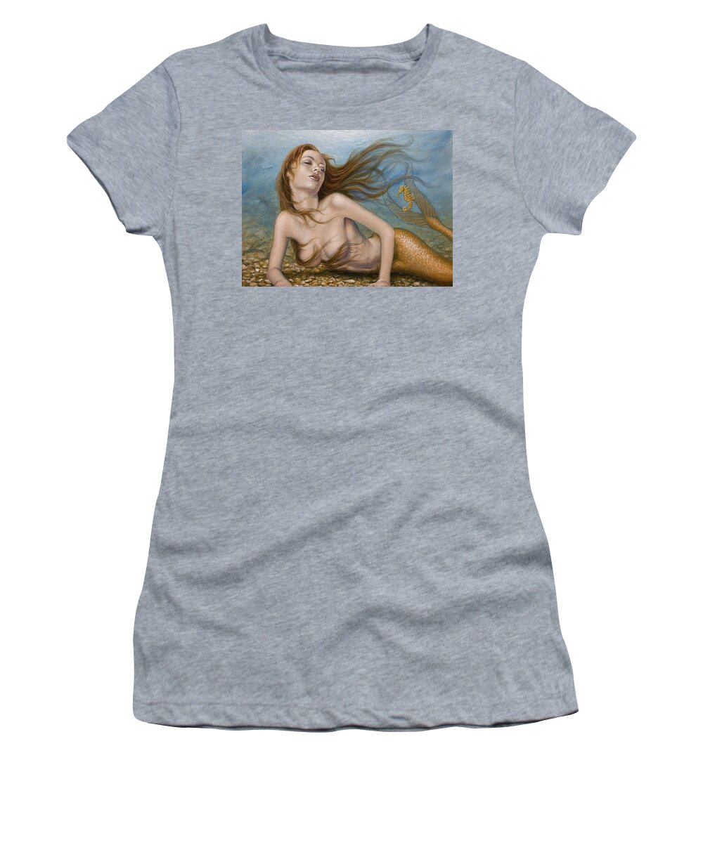 Seahorse Women's T-Shirt featuring the painting Forever friends by John Silver