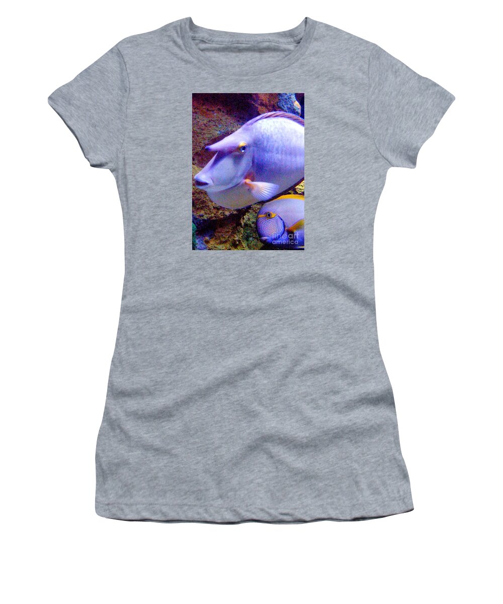 Fish Women's T-Shirt featuring the photograph The Odd Couple of the Aquarium by Barbie Corbett-Newmin