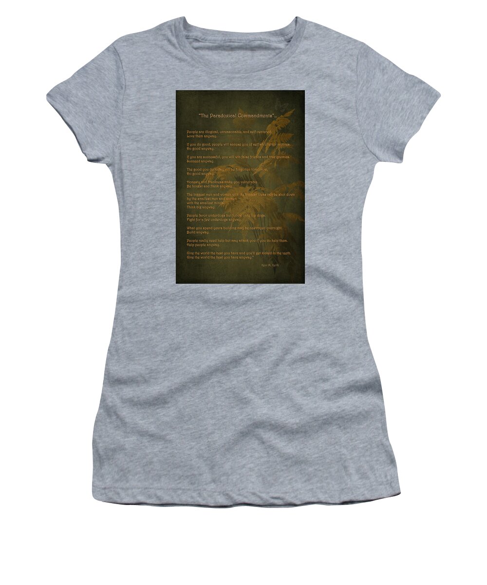 Inspiration Women's T-Shirt featuring the photograph The Paradoxical Commandments by Maria Angelica Maira