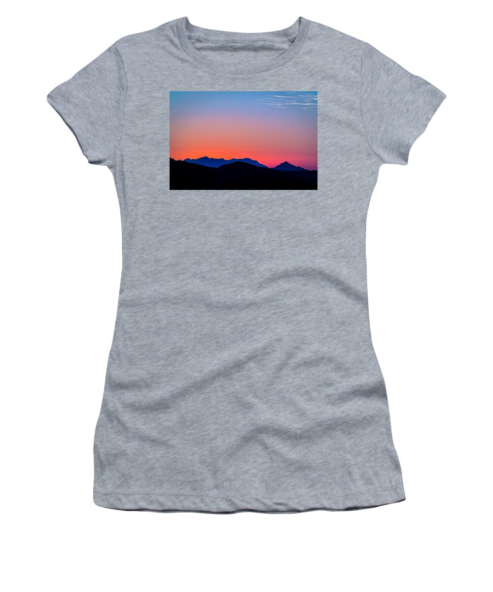 Sunset In Topanga Canyon Women's T-Shirt featuring the photograph The Perfect Gradient. by Wasim Muklashy