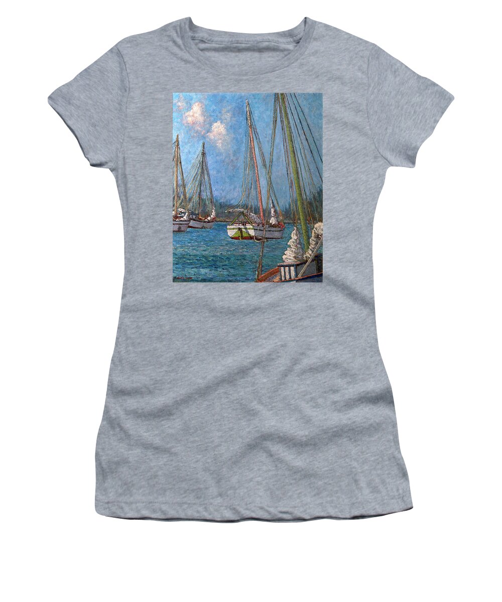 The Pink Mast Women's T-Shirt featuring the painting The Pink Mast by Ritchie Eyma