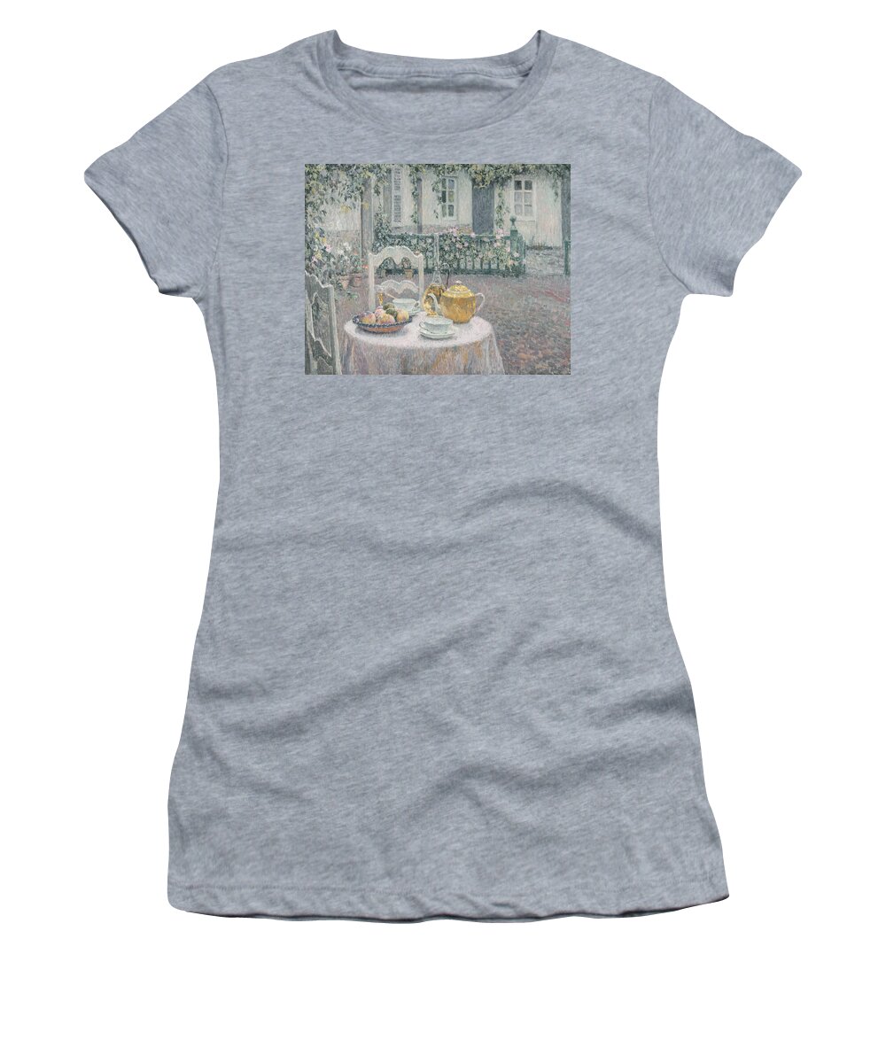 Table Women's T-Shirt featuring the painting The Pink Tablecloth by Henri Le Sidaner