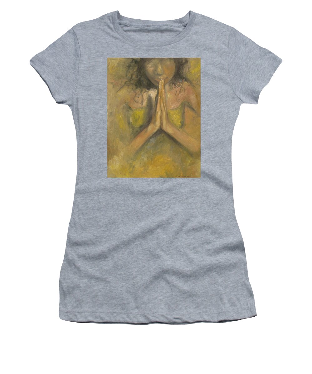 Prayer Women's T-Shirt featuring the painting The Power of Prayer - Blind Faith by Stephanie Broker