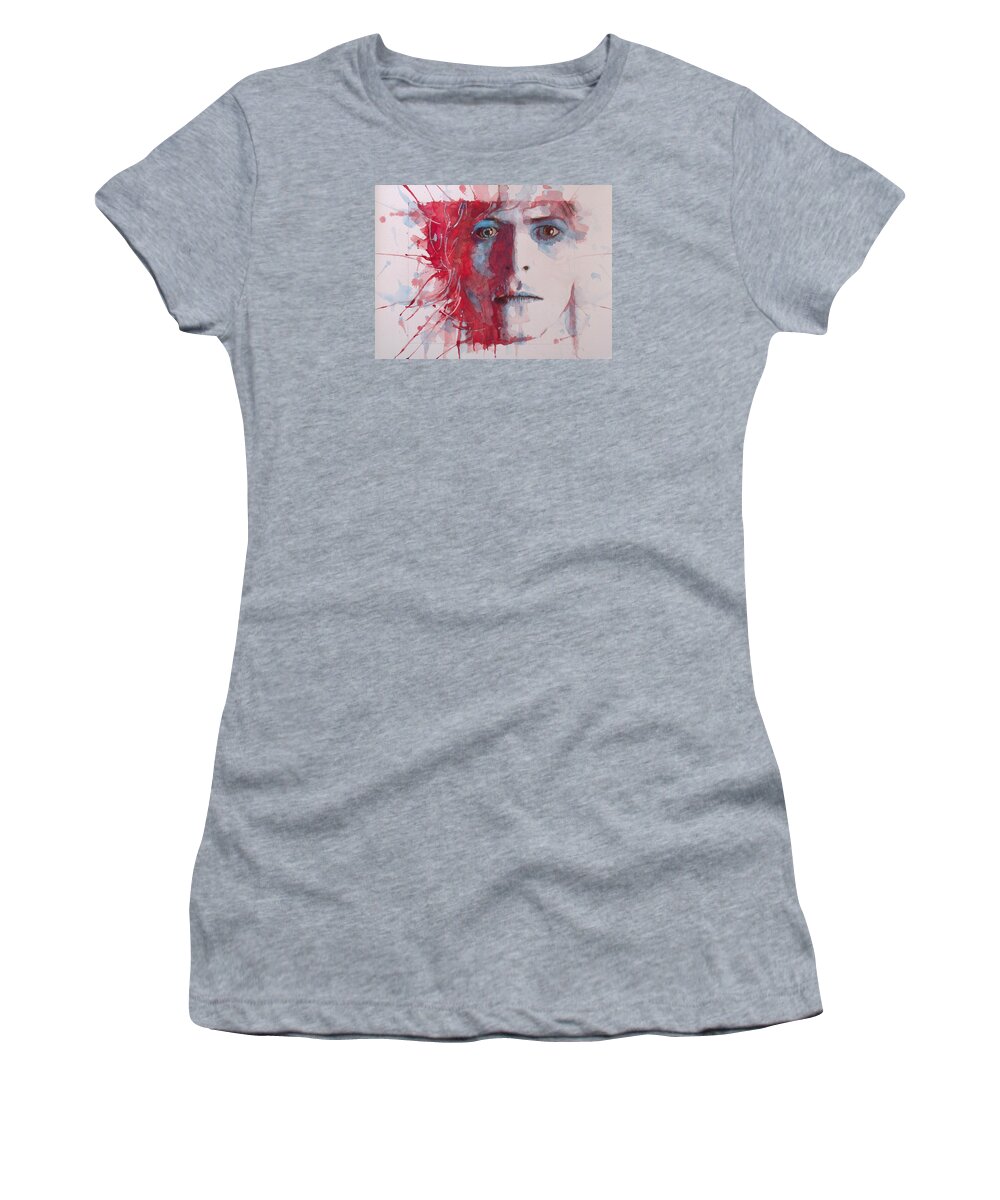 David Bowie Women's T-Shirt featuring the painting The Prettiest Star by Paul Lovering