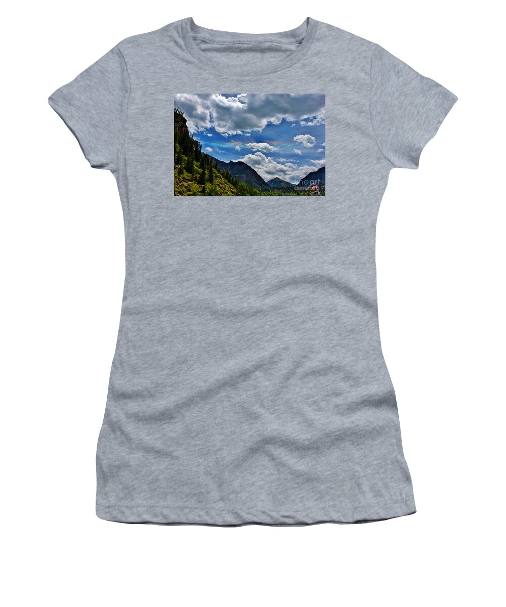 Weather Women's T-Shirt featuring the photograph The Rare Phenomena Rainbows by Janice Pariza