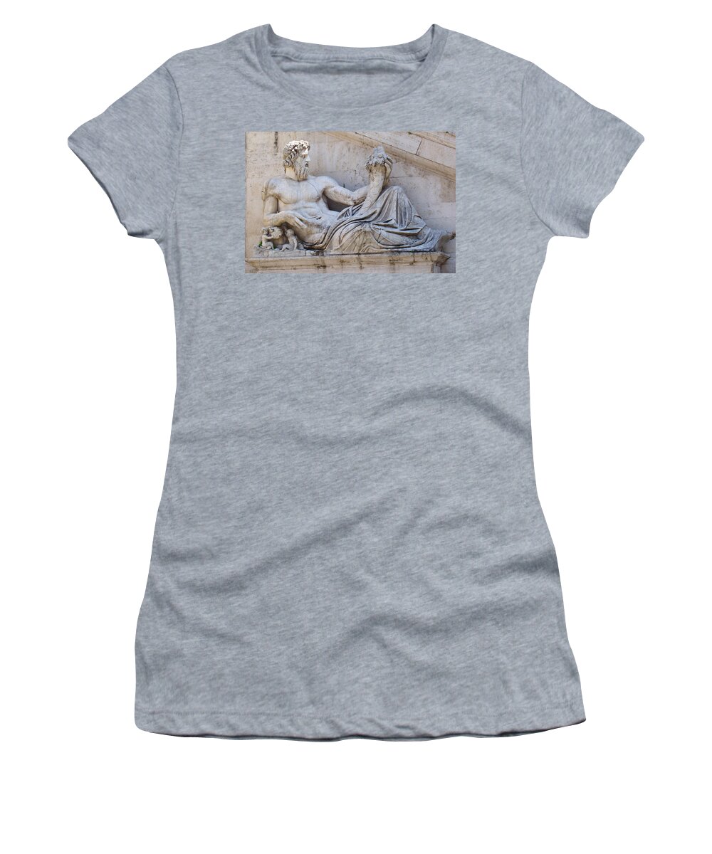 The Tiber Women's T-Shirt featuring the photograph The Tiber River God by Ellen Henneke