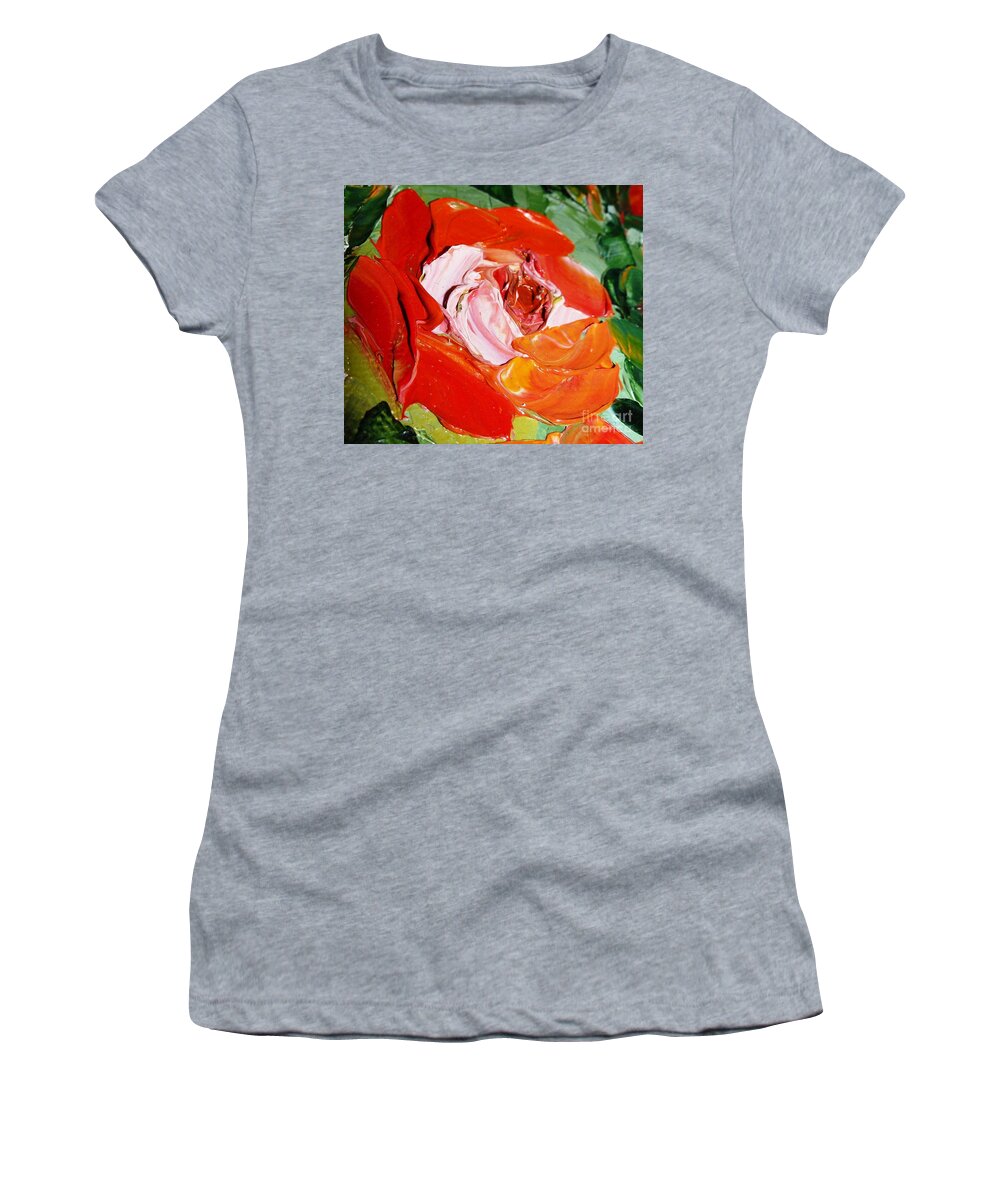 Rose Women's T-Shirt featuring the painting The Rose of my Heart by Amalia Suruceanu
