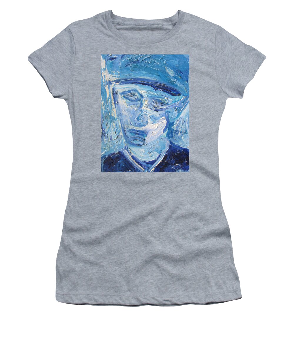 Sad Women's T-Shirt featuring the painting The Sad Man by Shea Holliman