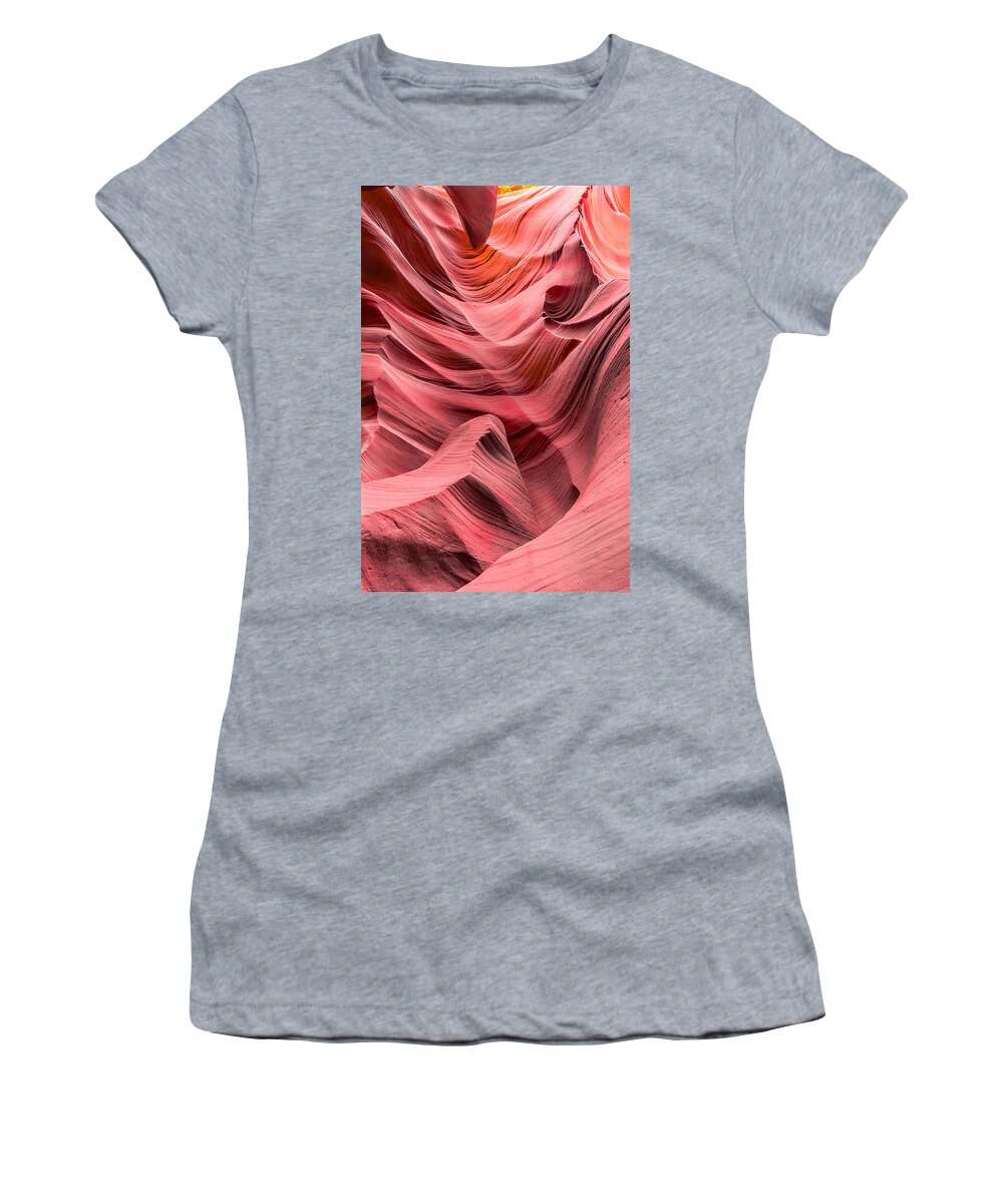 Antelope Canyon Women's T-Shirt featuring the photograph The Sandstone Waves 2 by Jason Chu