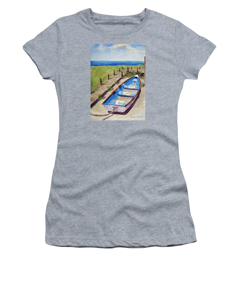 Boat Women's T-Shirt featuring the painting The Sandy Boat by Marlene Schwartz Massey