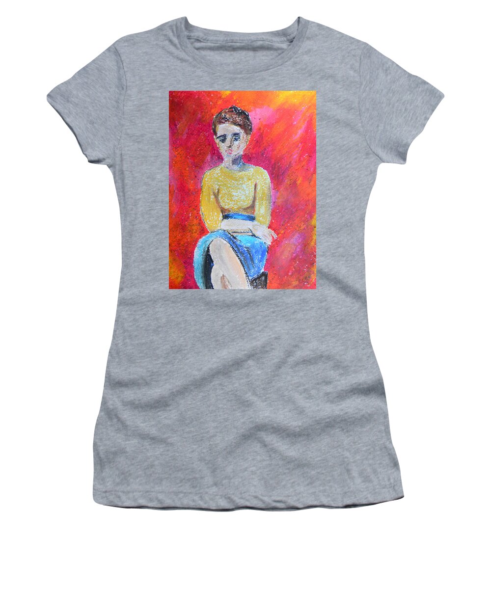 Woman Women's T-Shirt featuring the painting The Sensible One by Marwan George Khoury