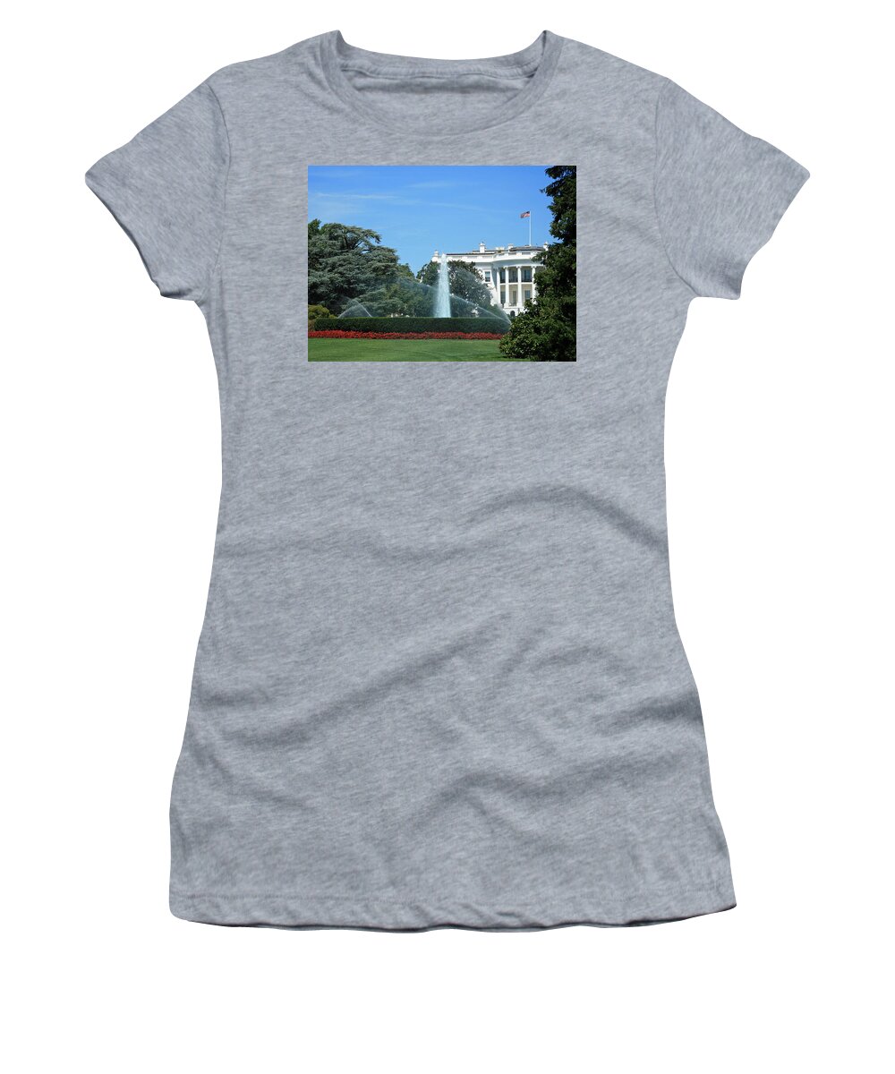 White Women's T-Shirt featuring the photograph The South Lawn Of The White House by Cora Wandel