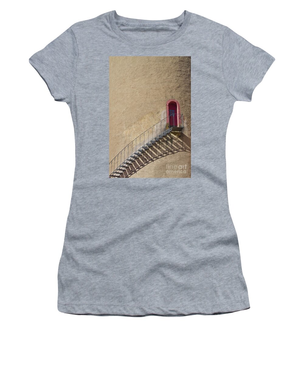 Castle Women's T-Shirt featuring the photograph The Staircase to the Red Door by Heiko Koehrer-Wagner