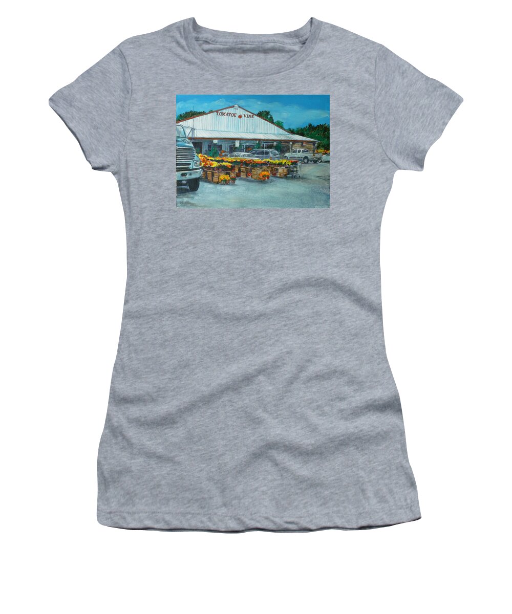 Vegetable Stand Women's T-Shirt featuring the painting The Tomatoe Vine by Bryan Bustard