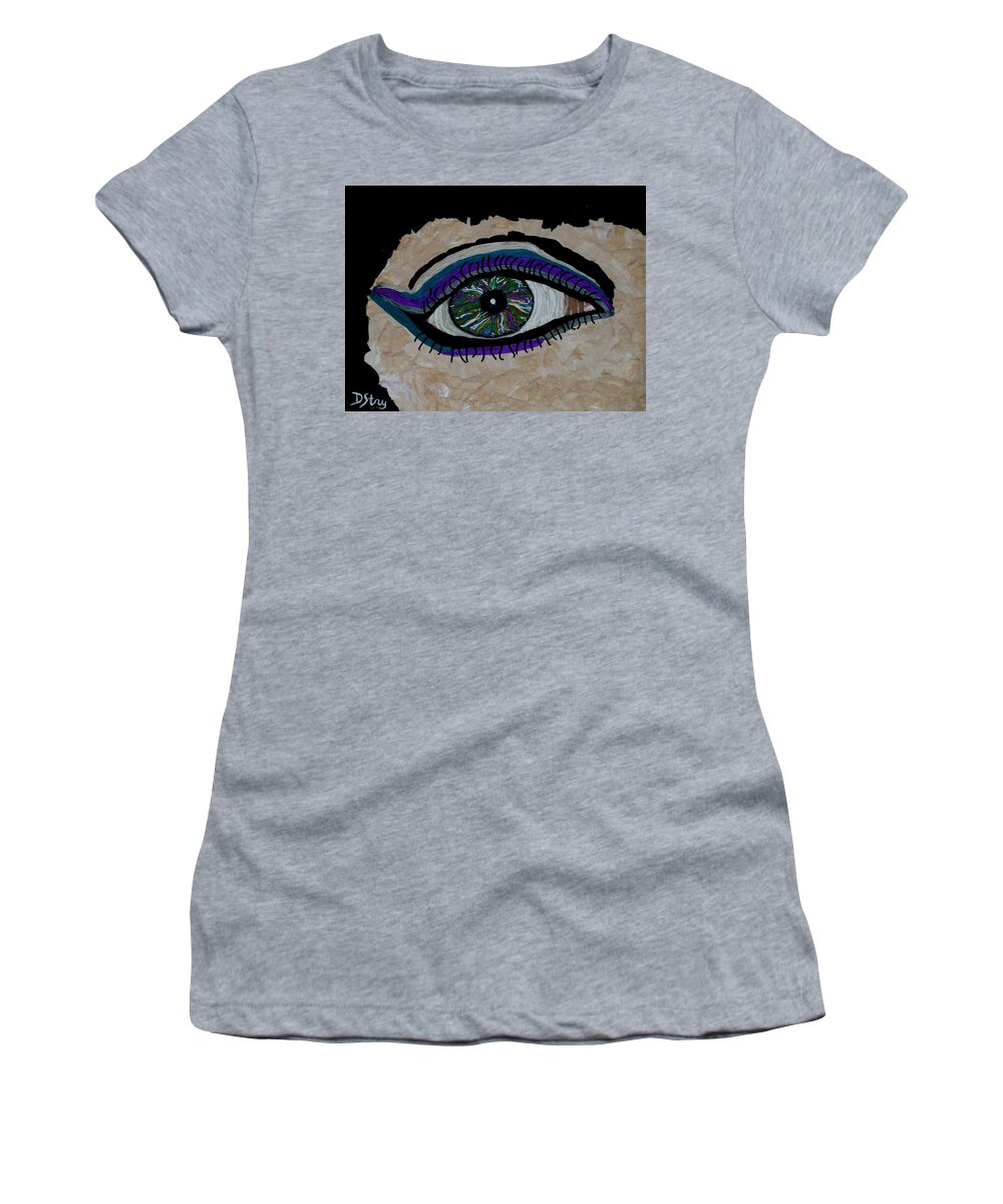 Eye Women's T-Shirt featuring the mixed media The Watcher by Deborah Stanley