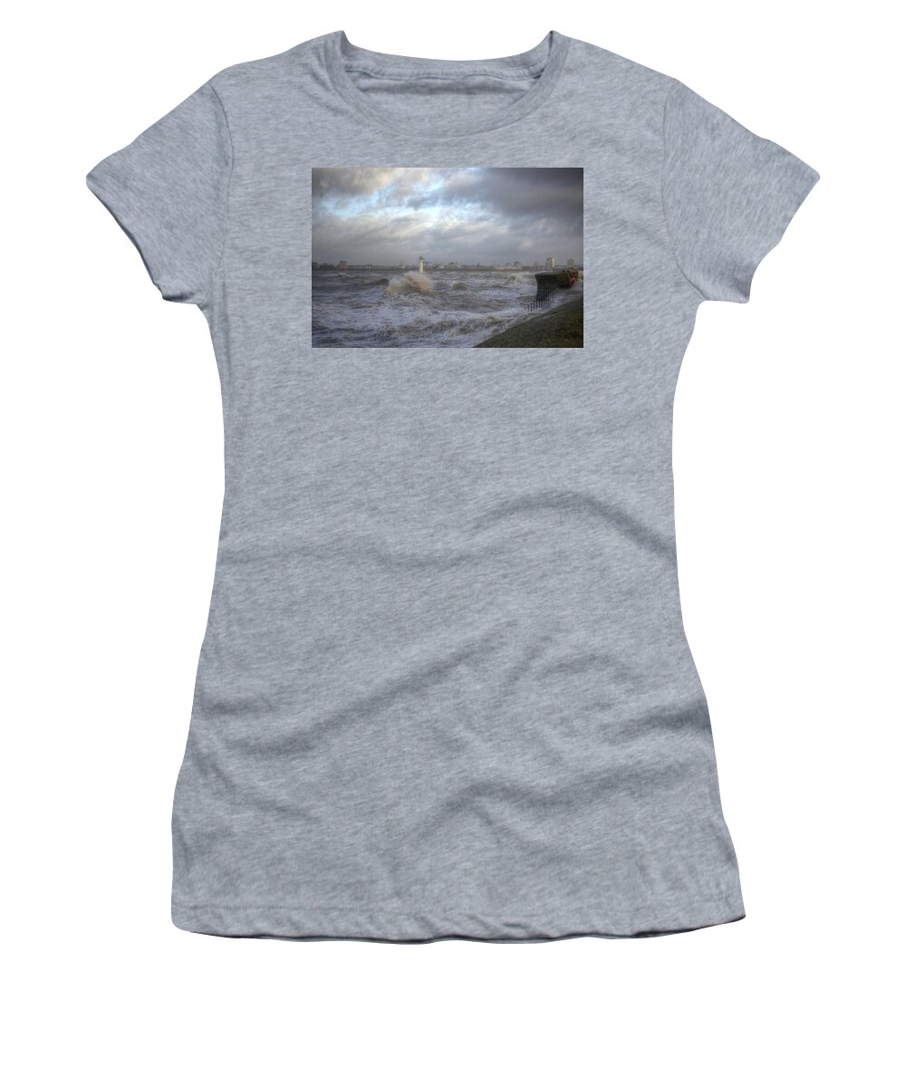 Lighthouse Women's T-Shirt featuring the photograph The Wild Mersey 2 by Spikey Mouse Photography