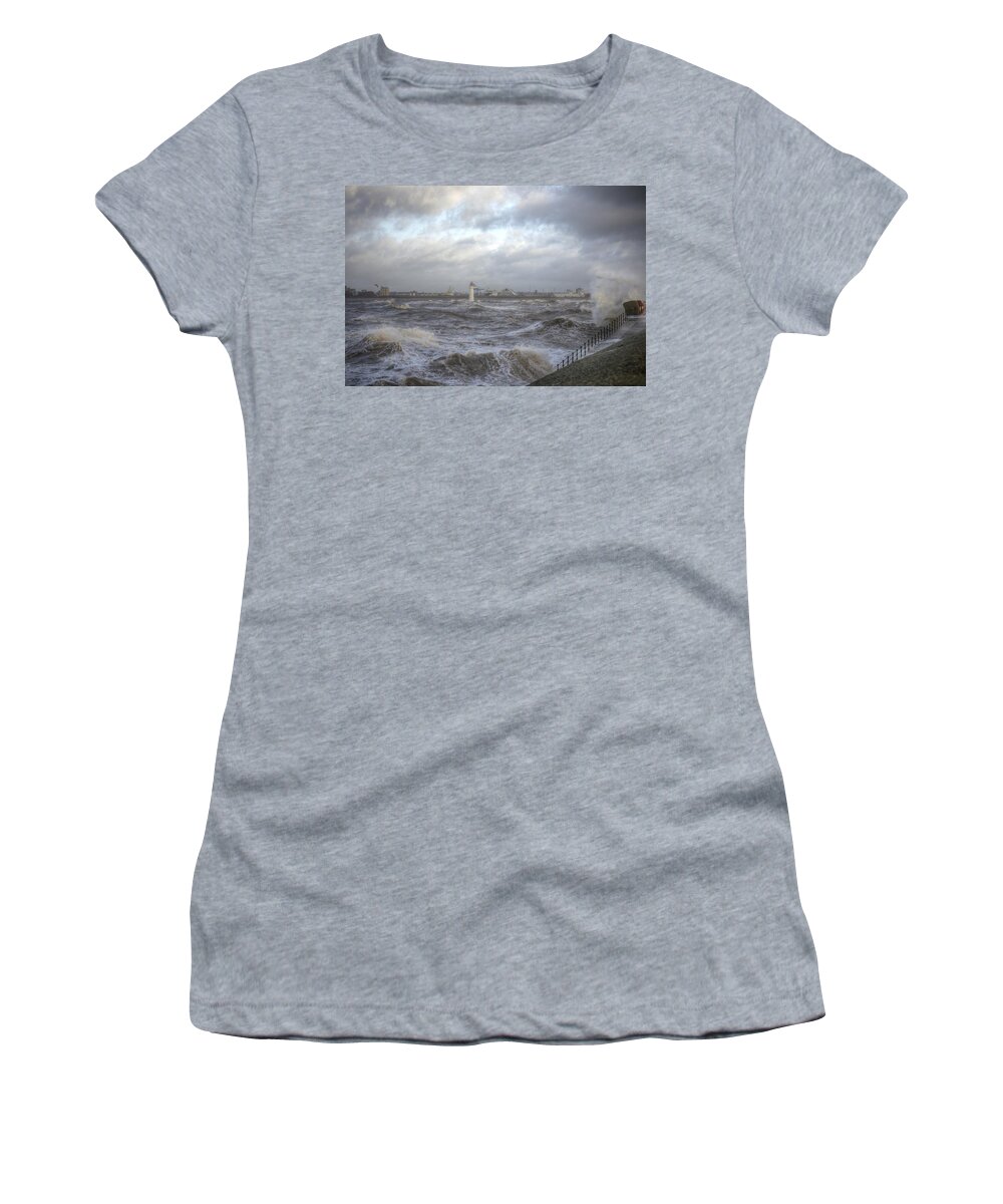 Lighthouse Women's T-Shirt featuring the photograph The wild Mersey by Spikey Mouse Photography