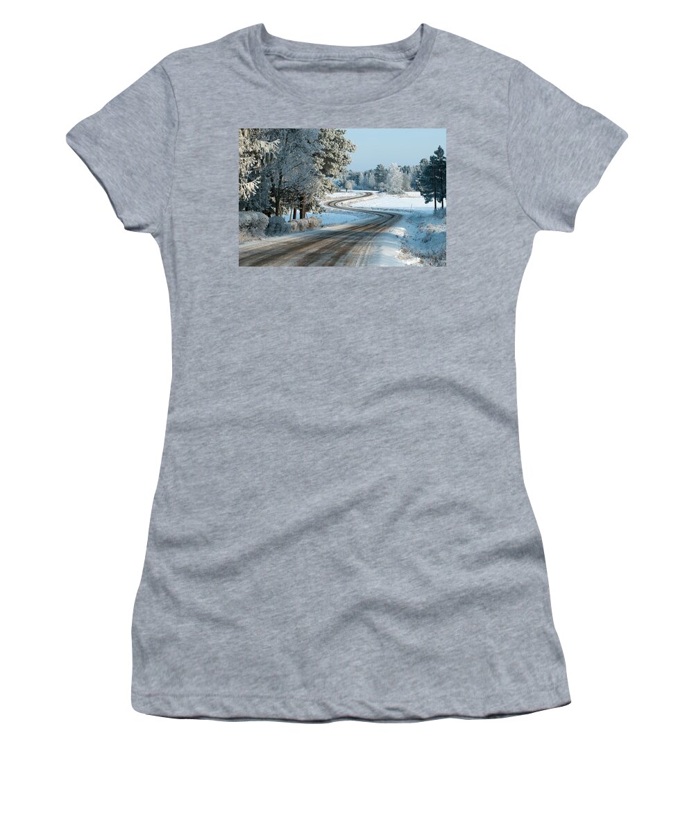Winding Road Women's T-Shirt featuring the photograph The winding road by Torbjorn Swenelius