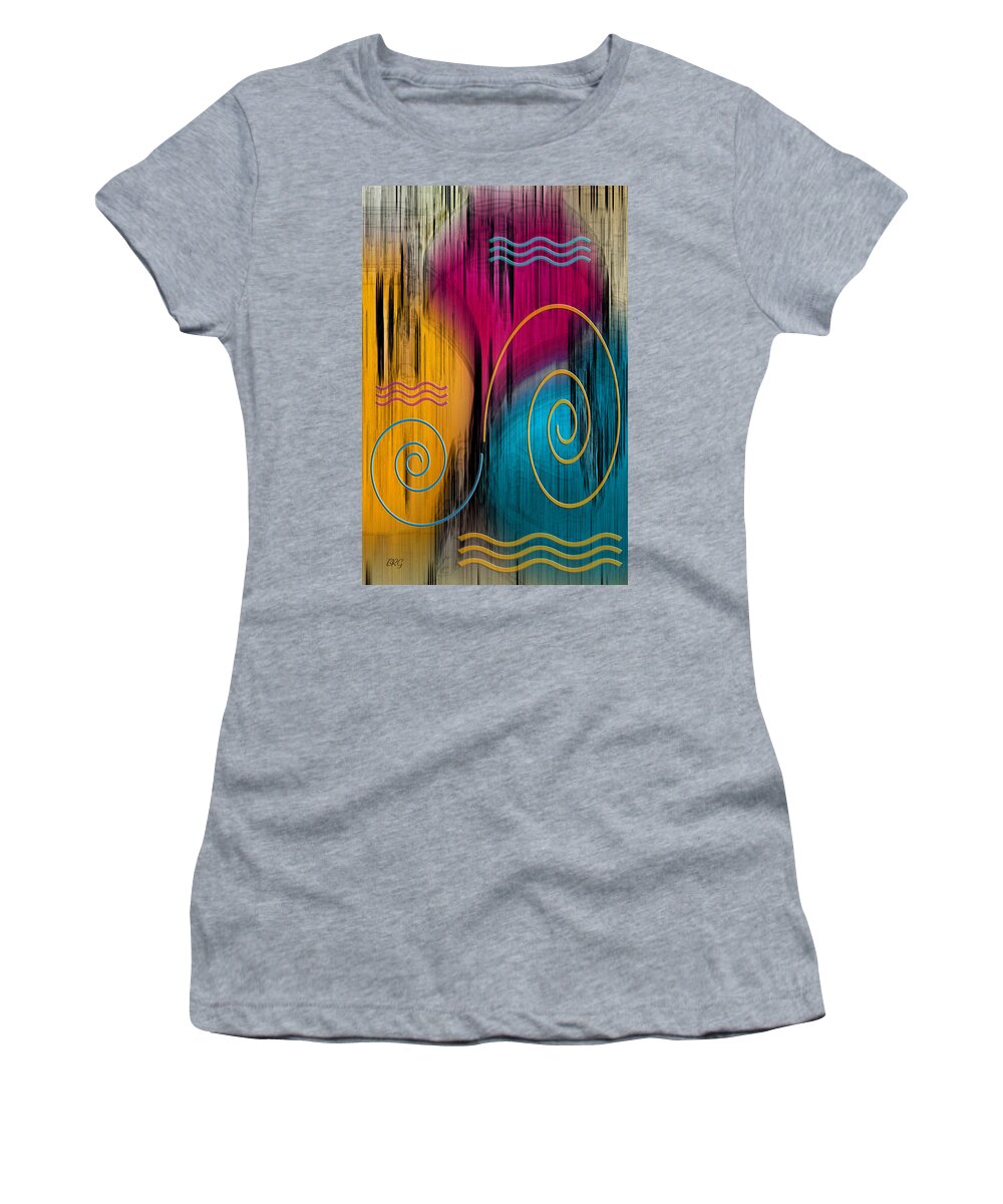 Multicolored Abstract Women's T-Shirt featuring the digital art Theater by Ben and Raisa Gertsberg