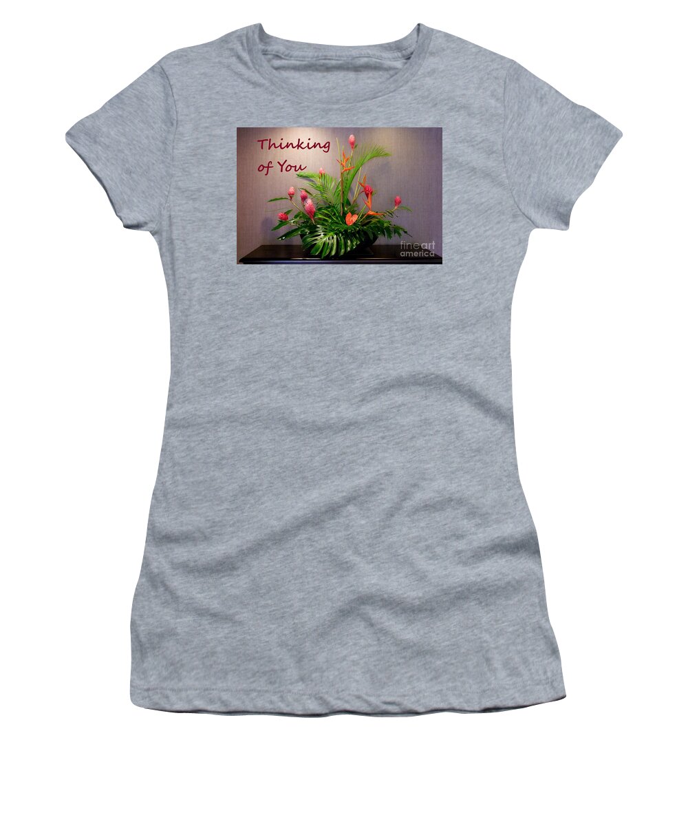 Pink Ginger Women's T-Shirt featuring the photograph Thinking of You - Pink Ginger by Mary Deal