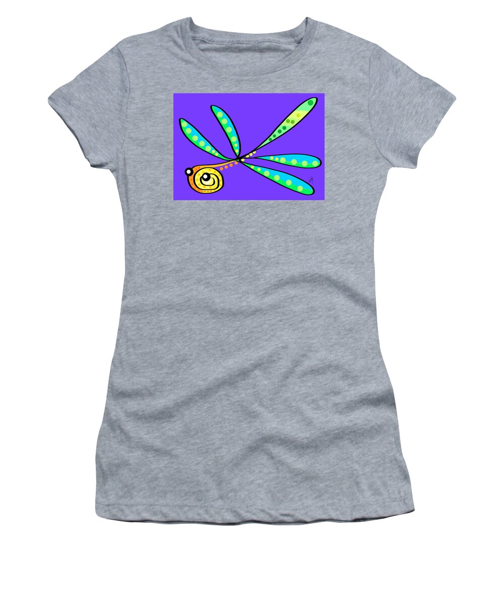 Dragonfly Women's T-Shirt featuring the digital art Thoughts and colors series dragonfly by Veronica Minozzi