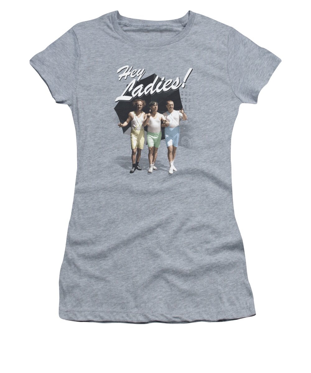 The Three Stooges Women's T-Shirt featuring the digital art Three Stooges - Hey Ladies by Brand A