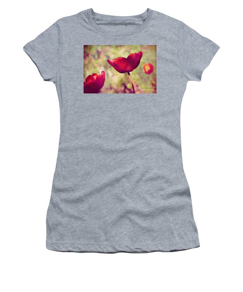 Tulips Women's T-Shirt featuring the photograph Three tulips by Silvia Ganora