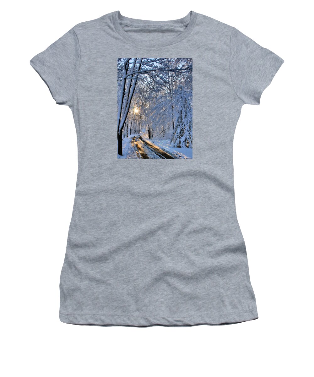 Sun Women's T-Shirt featuring the photograph Through the Woods by Kristin Elmquist