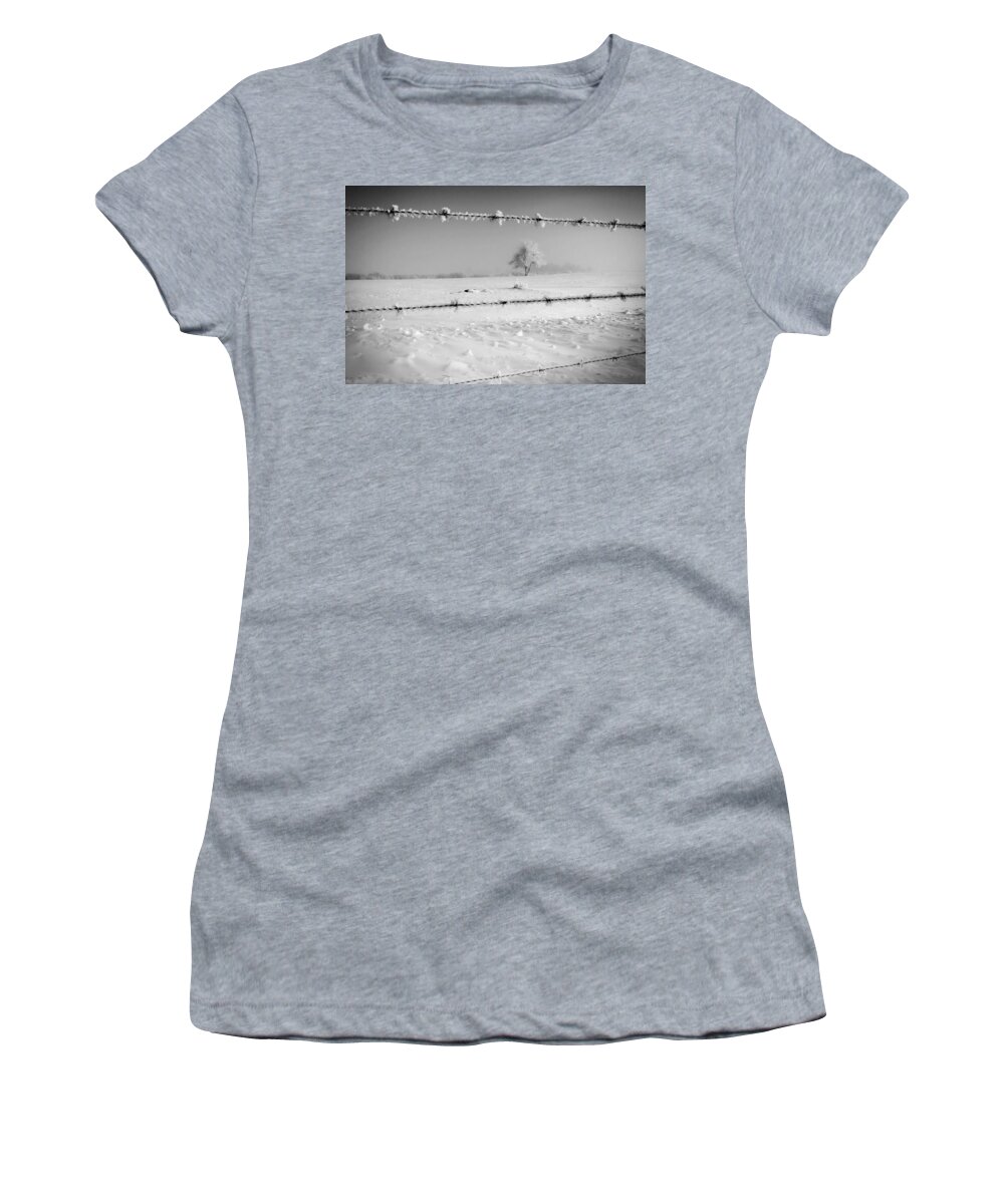 Barbed Wire Women's T-Shirt featuring the photograph Thru the Wire by Rick Bartrand