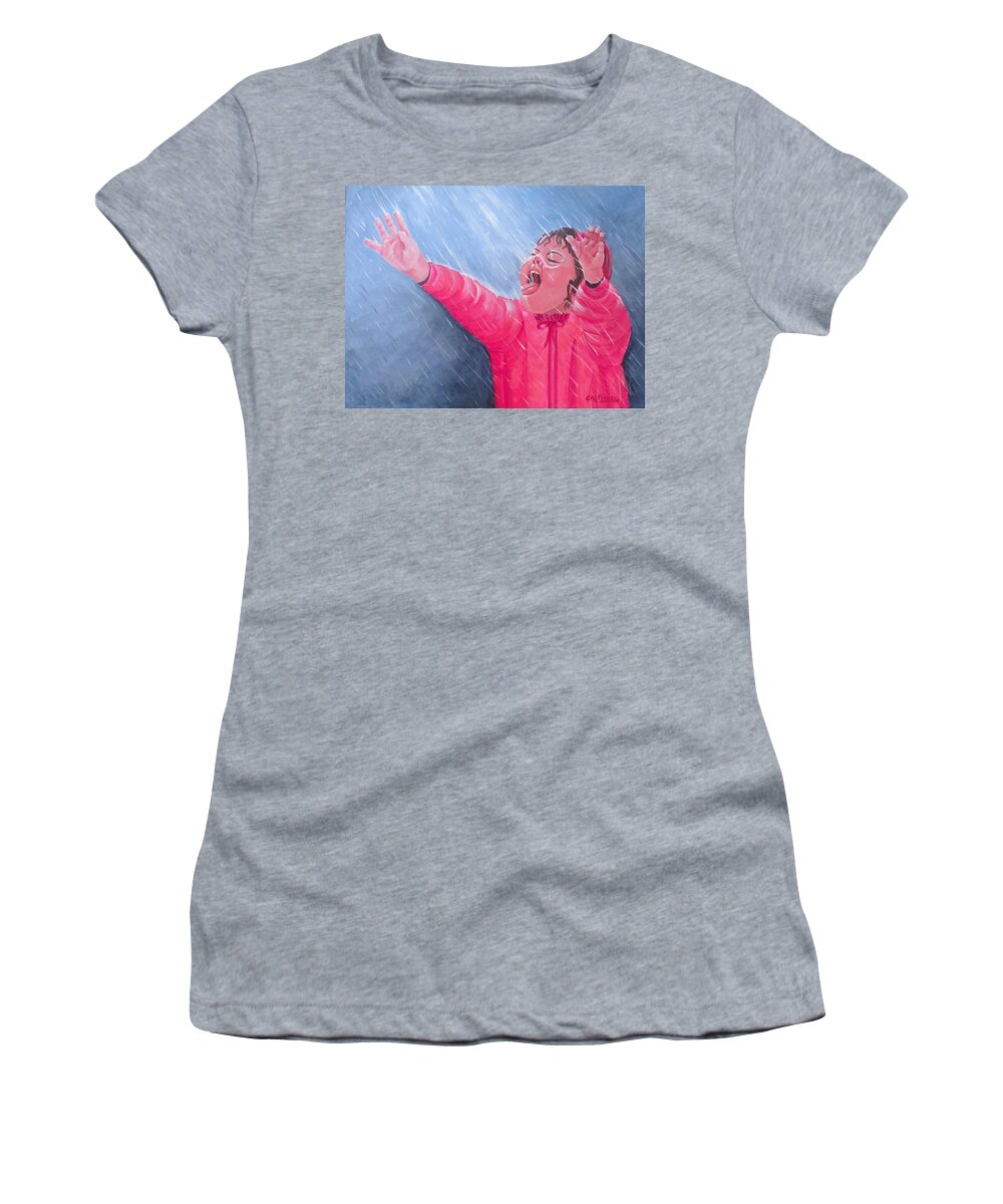 Tickles Women's T-Shirt featuring the painting Tickles from God by Carol Allen Anfinsen