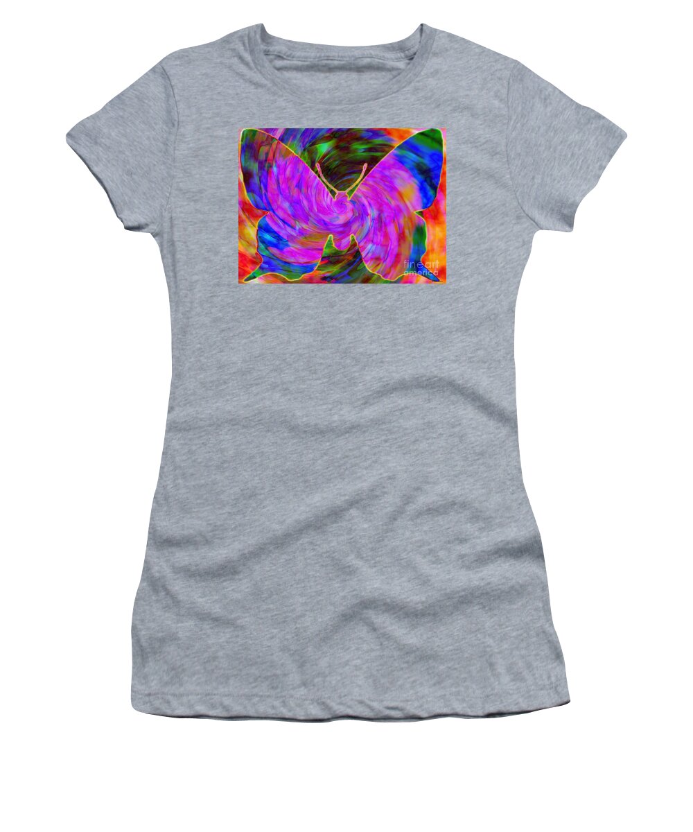 Fractal Art Women's T-Shirt featuring the digital art Tie-dye Butterfly by Elizabeth McTaggart