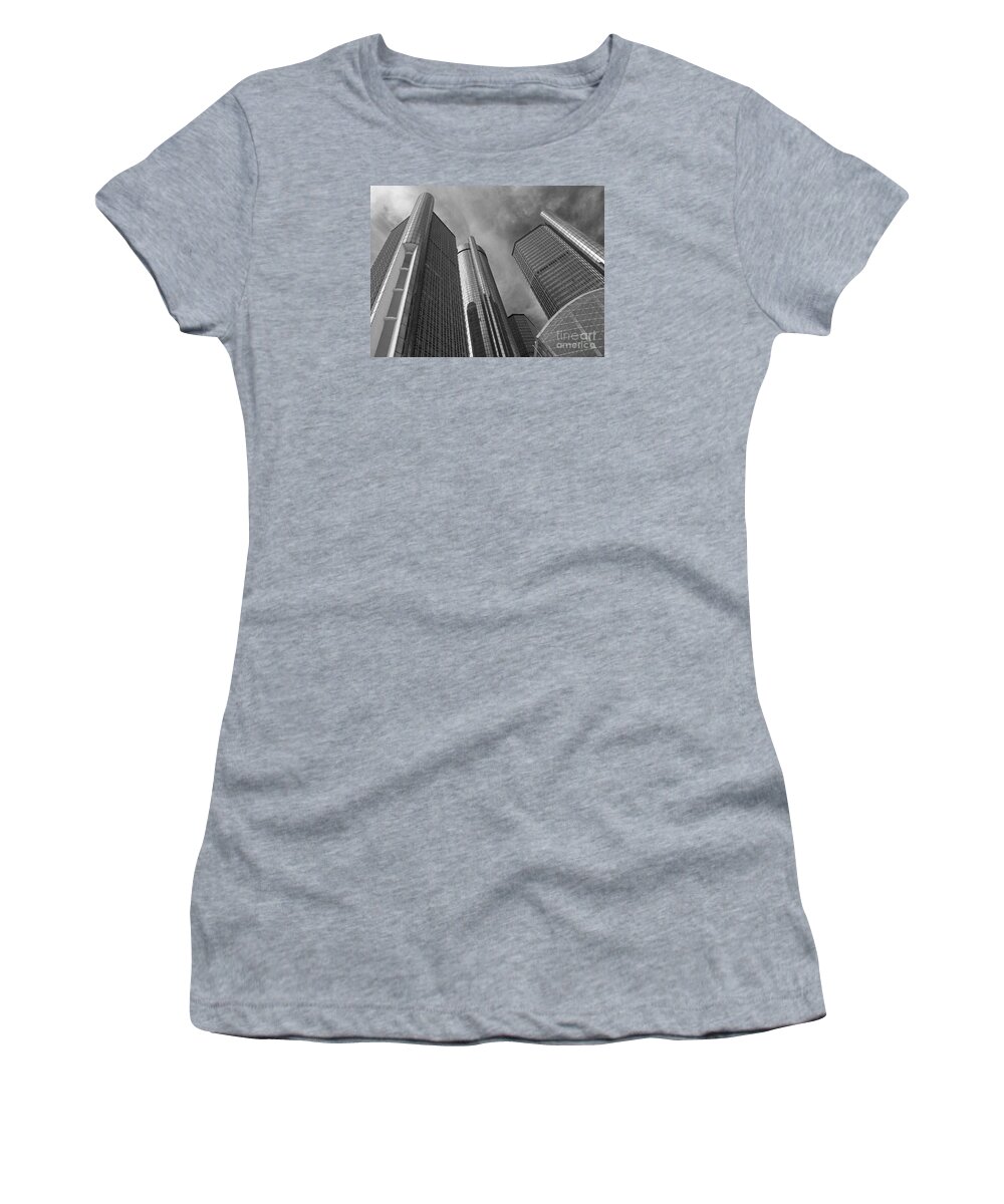 Detroit Women's T-Shirt featuring the photograph Tilting Towers by Ann Horn