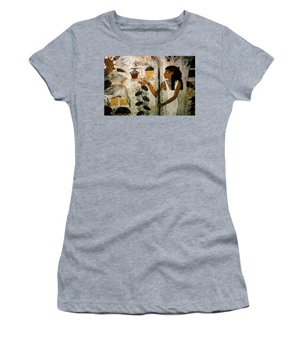 Ancient Egypt Women's T-Shirt featuring the painting Tomb Painting Of Banquet Scene by George Holton