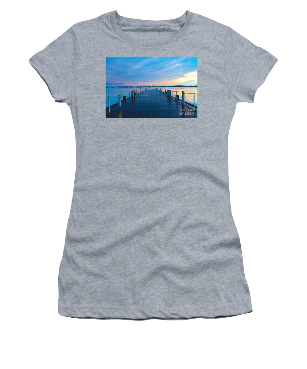Harbour Women's T-Shirt featuring the photograph Toronto Pier During a Winter Sunset by Nina Silver