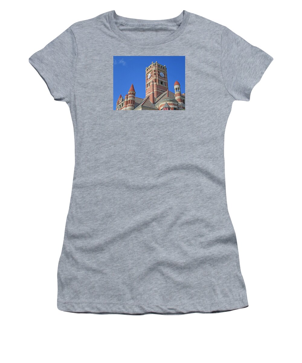 Courthouse Women's T-Shirt featuring the photograph Tower and Turrets by Ann Horn