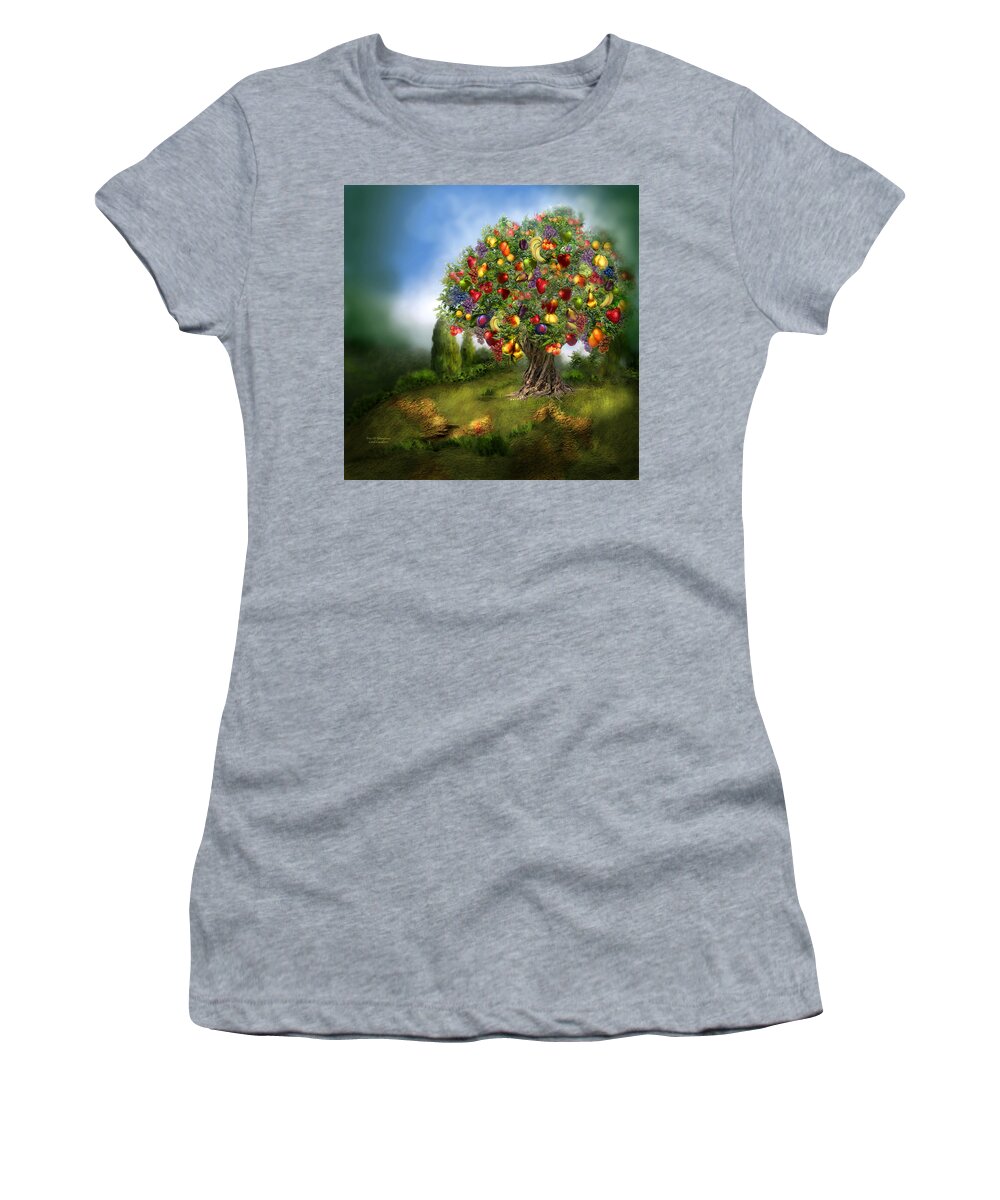 Tree Women's T-Shirt featuring the mixed media Tree Of Abundance by Carol Cavalaris