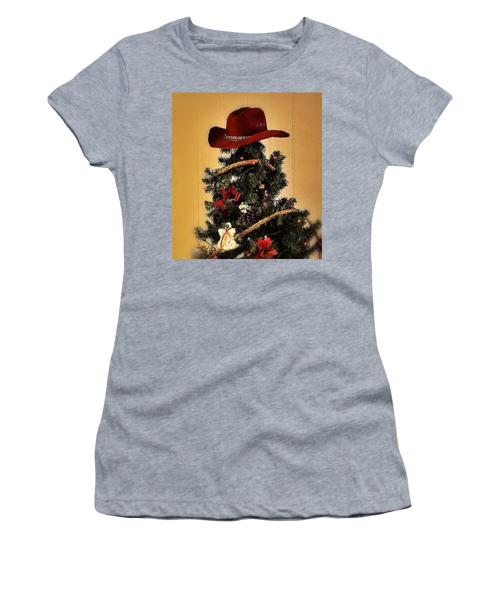 Christmas Women's T-Shirt featuring the photograph Tree Topper Texas Style by Nadalyn Larsen