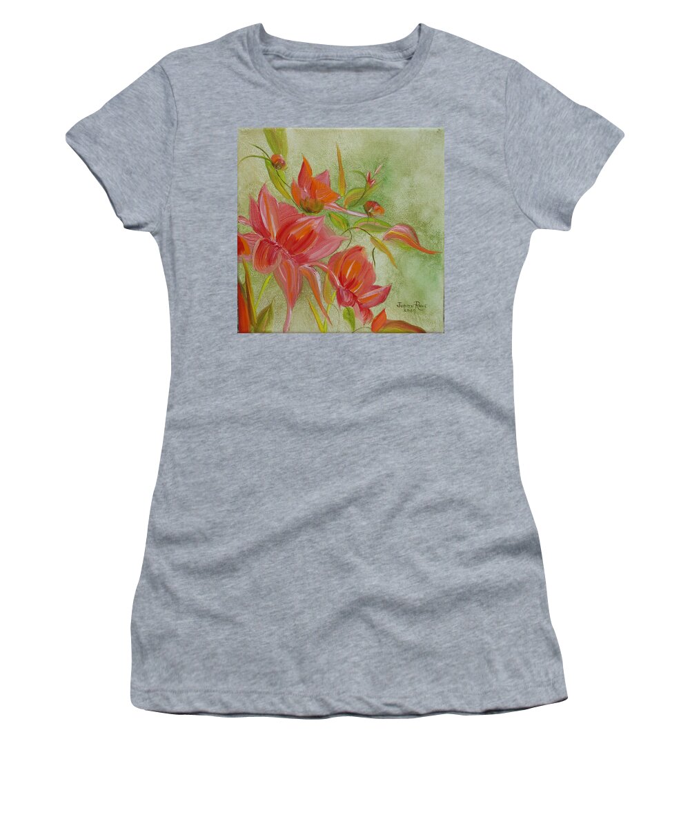 Flowers Women's T-Shirt featuring the painting Tropical Splash by Judith Rhue