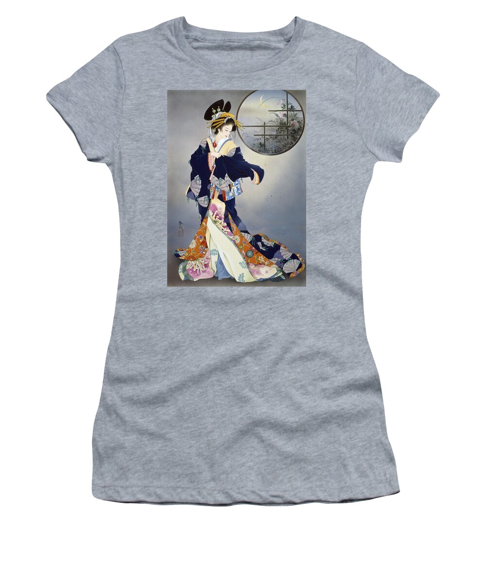 Haruyo Morita Women's T-Shirt featuring the digital art Tsukiakari by MGL Meiklejohn Graphics Licensing