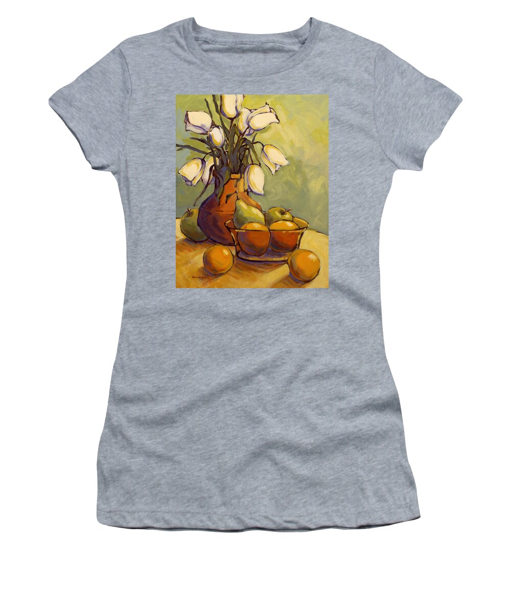 Tulips Women's T-Shirt featuring the painting Tulips 1 by Konnie Kim