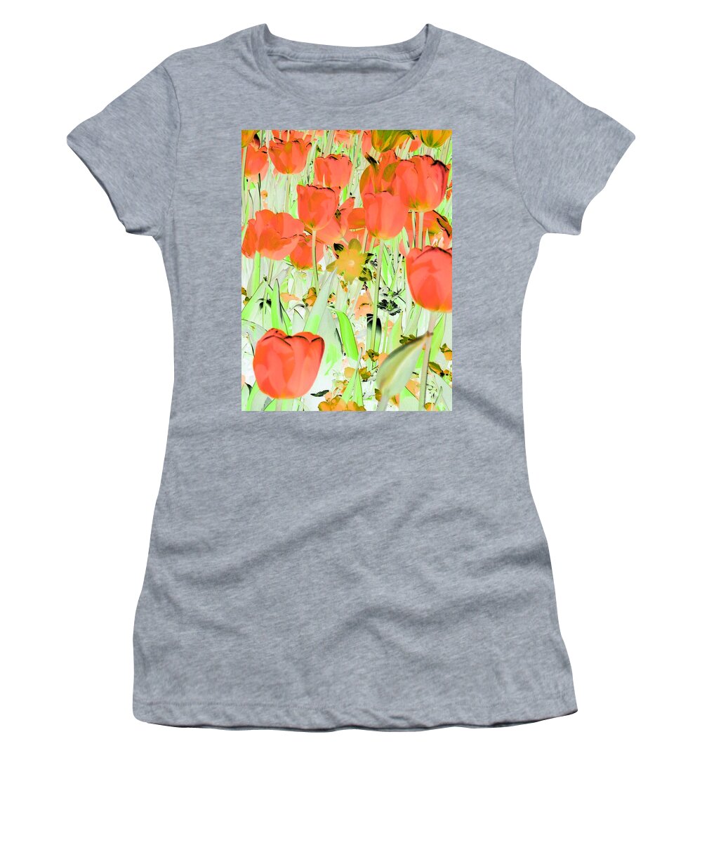 Tulip Women's T-Shirt featuring the photograph Tulips - Field With Love - PhotoPower 1977 by Pamela Critchlow