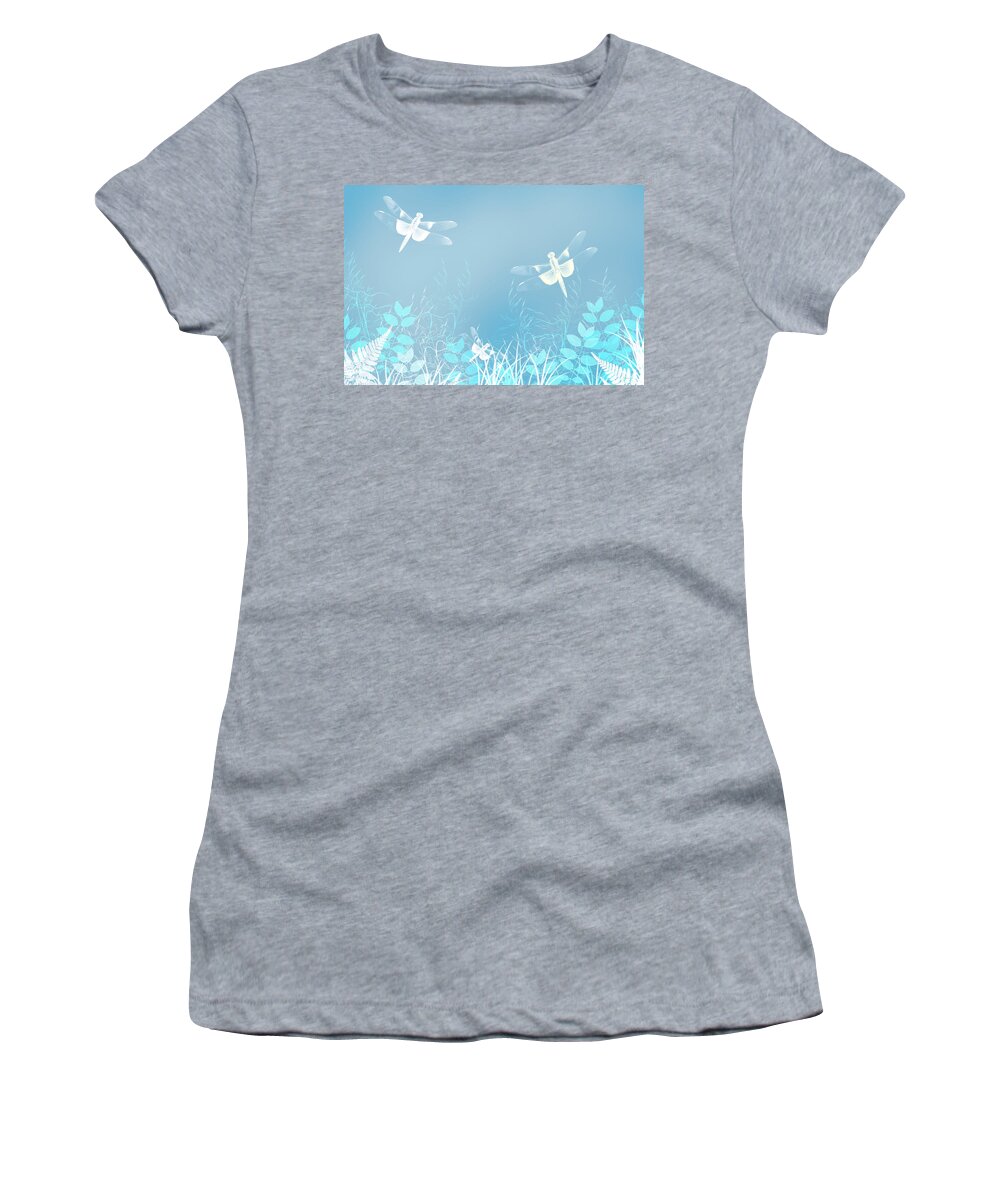 Turquoise Women's T-Shirt featuring the mixed media Turquoise Dragonfly Art by Christina Rollo