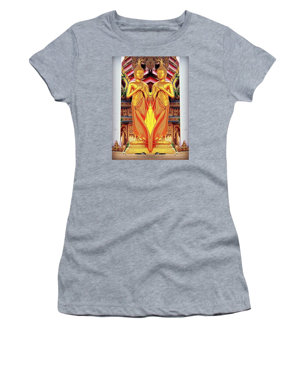 Buddha Women's T-Shirt featuring the photograph Twin Buddha's by Ian Gledhill