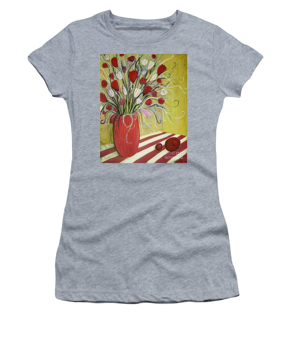 Flowers Women's T-Shirt featuring the painting Twirly Still Life by Lee Owenby