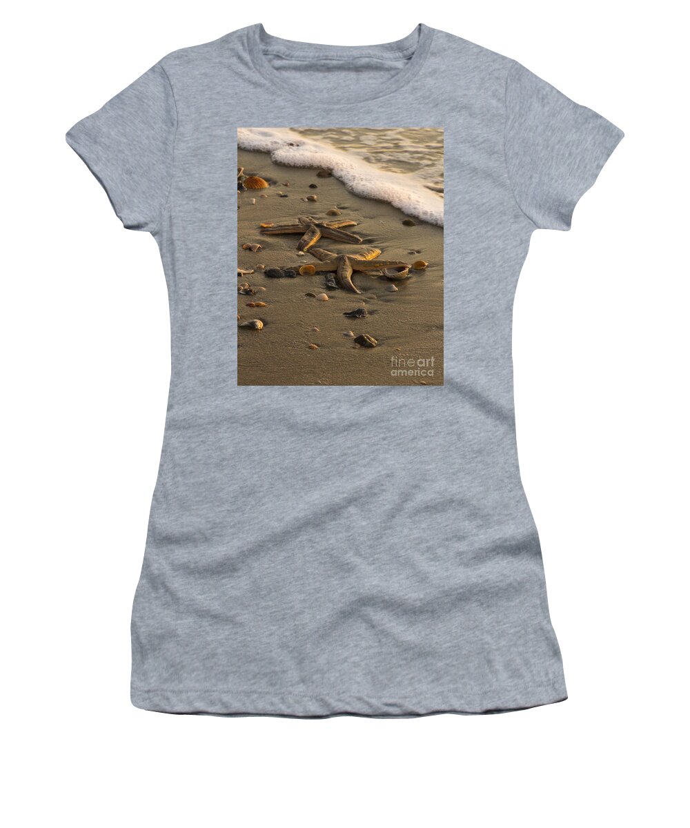 Beach Women's T-Shirt featuring the photograph Two Stars by Carrie Cranwill