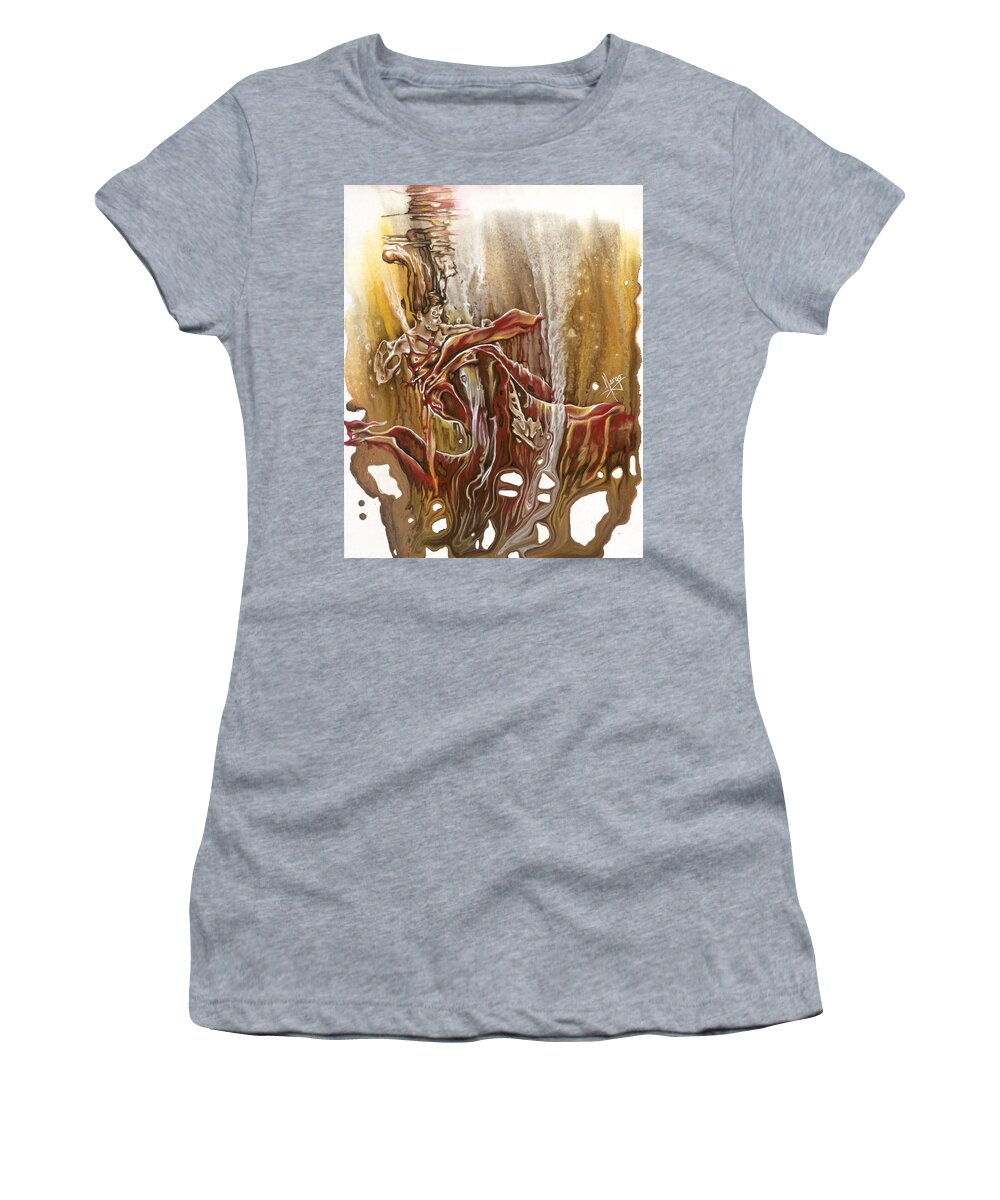Red Women's T-Shirt featuring the painting Undertake by Karina Llergo