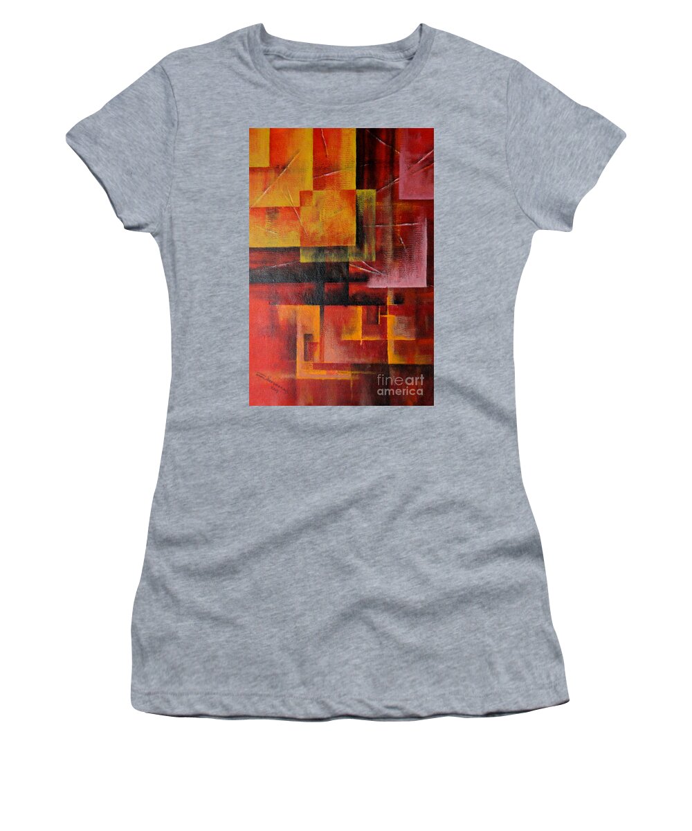 Art Women's T-Shirt featuring the painting Layer by Tamal Sen Sharma